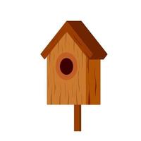 di legno casetta per gli uccelli. Casa per uccello. fatti in casa nido per animale. piatto cartone animato illustrazione vettore