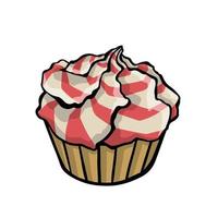 Cupcake a strisce con crema, colore vettore illustrazione
