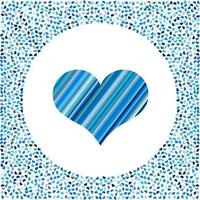 blu cuore di il strisce e poco cuori intorno a. san valentino giorno sfondo con molti cuori su un' bianca sfondo. simbolo di amore elemento per nozze modello. vettore