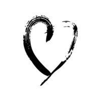 mano disegnato spazzola cuori. grunge nero scarabocchio cuore su bianca sfondo. romantico amore simbolo. vettore illustrazione.