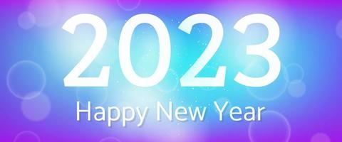 contento nuovo anno 2023 iscrizione su sfocato sfondo vettore