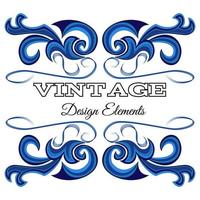 blu calligrafico design elementi e pagina decorazione. Vintage ▾ floreale elementi per design. vettore