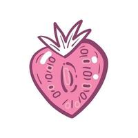 rosa fragole nel il modulo di un' cuore. icone vettore illustrazioni.