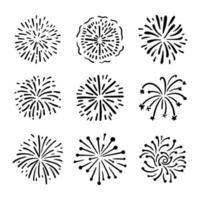 fuochi d'artificio, disegnato a mano starburst, illustrazione vettoriale. vettore