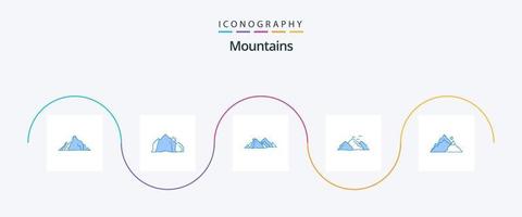 montagne blu 5 icona imballare Compreso collina. montagna. natura. uccelli. collina vettore