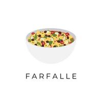 logo illustrazione di farfalle pasta o farfalla pasta servito nel un' bianca ciotola vettore