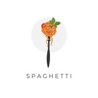 spaghetti pasta illustrazione logo con forchetta vettore