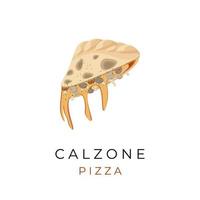 Pizza Calzone fetta vettore illustrazione logo con fuso formaggio