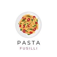 fusilli pasta illustrazione logo su un' bianca piatto vettore