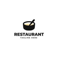 la minestra ciotola con cucchiaio logo design. cibo, pasto, ristorante, ristorazione e mensa, vettore design e illustrazione
