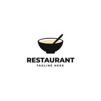 la minestra ciotola con cucchiaio logo design. cibo, pasto, ristorante, ristorazione e mensa, vettore design e illustrazione