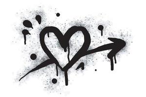 spray dipinto graffiti cuore icona spruzzato isolato con un' bianca sfondo. graffiti amore icona con al di sopra di spray nel nero al di sopra di bianca. vettore illustrazione.