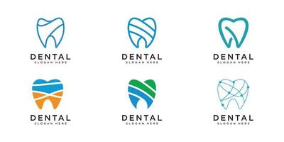 impostato di dentale logo design vettore