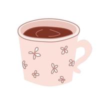 disegnato a mano isolato clip arte illustrazione di un' rosa boccale con caffè o nero tè vettore