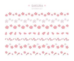 impostato di mano disegnato carino sakura fiore linea divisori decorazione vettore