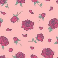 Rose floreale senza soluzione di continuità modello su rosa sfondo vettore