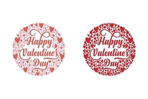 contento San Valentino giorno testo scritta. calligrafico design per Stampa carte, striscioni, manifesti, t camicie, e mugs.lettering per San Valentino giorno con cuori forma vettore illustrazione