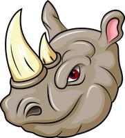 cartone animato arrabbiato rinoceronte testa portafortuna vettore