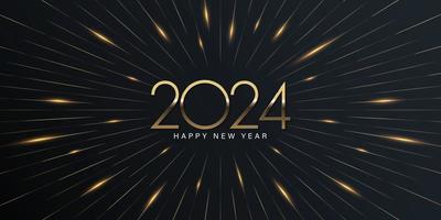 2024 contento nuovo anno elegante design - vettore illustrazione di d'oro 2024 logo numeri su nero sfondo - Perfetto tipografia per 2024 Salva il Data lusso disegni e nuovo anno celebrazione.