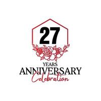 27 anni anniversario logo, lussuoso anniversario vettore design celebrazione