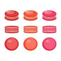 impostato di rosa rosso vettore francese macarons. bar, menù, ristorante