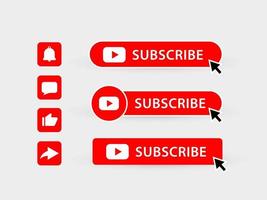 vettore collezione di Youtube sottoscrivi pulsante