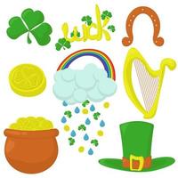 st. Patrick giorno clipart impostare, bene fortuna simboli per vacanza design vettore