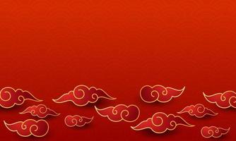 Cinese nuovo anno sfondo modello illustrazioni con rosso modello e nuvole vettore