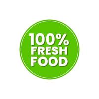 100 per cento fresco cibo icona testo cartello etichetta design vettore