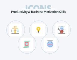 produttività e attività commerciale motivazione abilità piatto icona imballare 5 icona design. intuizione. incandescenza. opera. lampadina. giocare vettore