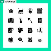 16 creativo icone moderno segni e simboli di imparare libro oro server Banca dati modificabile vettore design elementi