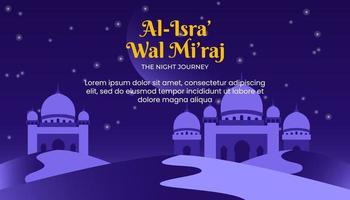 Isra mi'raj il notte viaggio profeta Maometto. vettore