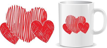 cuore contento San Valentino giorno boccale design vettore