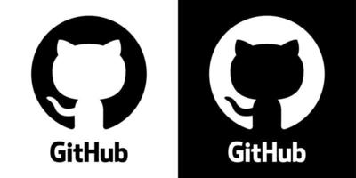 github logo, idiota centro icona con testo su bianca e nero sfondo vettore