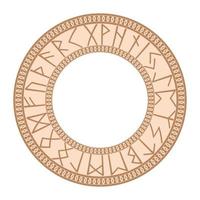 runico cerchio, un antico slavo simbolo, decorato con scandinavo modelli. beige moda design vettore