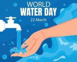 illustrazione vettore grafico di acqua era rilasciato a partire dal il rubinetto per lavare il mani, Perfetto per internazionale giorno, mondo acqua giorno, celebrare, saluto carta, eccetera.
