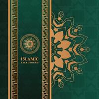 verde oro islamico mandala arte modello saluto carta sfondo vettore