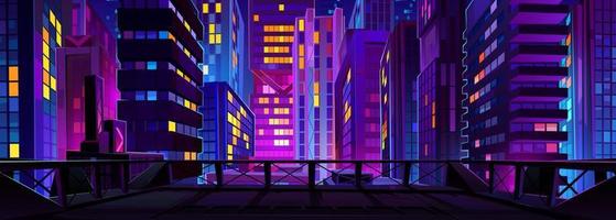 moderno notte città Visualizza a partire dal superiore di tetto vettore