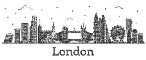inciso Londra Inghilterra città orizzonte con moderno edifici isolato su bianca. vettore