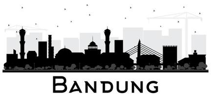 bandung Indonesia città orizzonte silhouette con nero edifici isolato su bianca. vettore