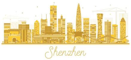 Shenzhen Cina città orizzonte d'oro silhouette. vettore