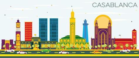 casablanca Marocco città orizzonte con colore edifici e blu cielo. vettore