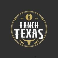 Vintage ▾ retrò Texas ranch, occidentale stato, simbolo lettere r,t, Toro mucca testa logo design emblema etichetta vettore
