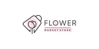 bellezza memorizzare logo design con fiore e Borsa concetto vettore