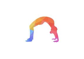 astratto yoga logo. assistenza sanitaria fitness e salutare stile di vita. yoga pose piatto vettore illustrazione.