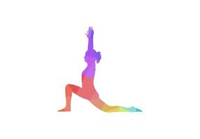 astratto yoga logo. assistenza sanitaria fitness e salutare stile di vita. yoga pose piatto vettore illustrazione.
