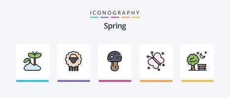 primavera linea pieno 5 icona imballare Compreso natura. primavera. animale. Data. calendario. creativo icone design vettore