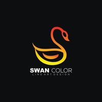 cigno logo design linea arte colore vettore