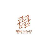 pesce linea arte logo design colore modello vettore