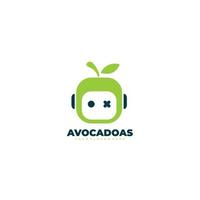 avocado frutta logo con robot design modello vettore
